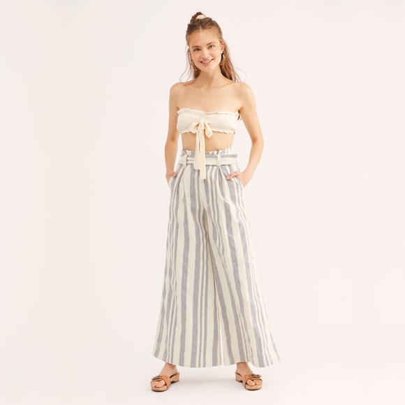 Free People Pants - free people  hi tyed ultra high rise wide leg belted jacquard pants, size 6